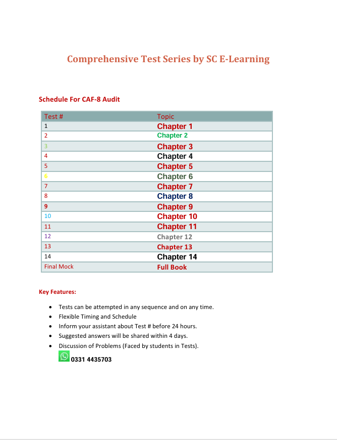 CAF Test Schedule - sce-learning.com